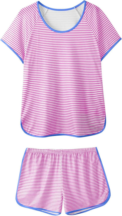 Hilinker 女士性感睡衣套裝，褶皺蕾絲吊帶背心和短褲，夏季可愛睡衣兩件套