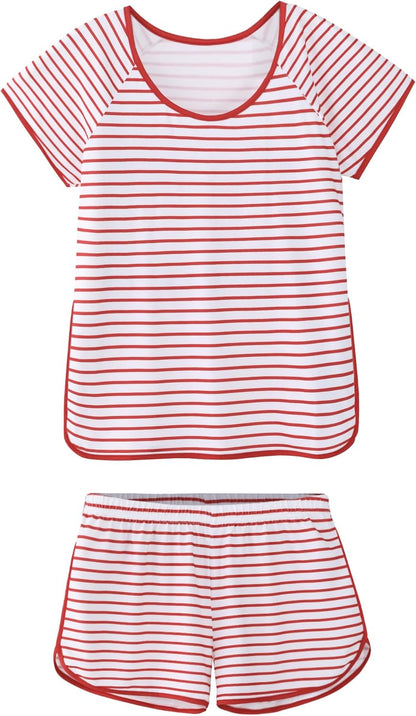 Hilinker 女士性感睡衣套裝，褶皺蕾絲吊帶背心和短褲，夏季可愛睡衣兩件套