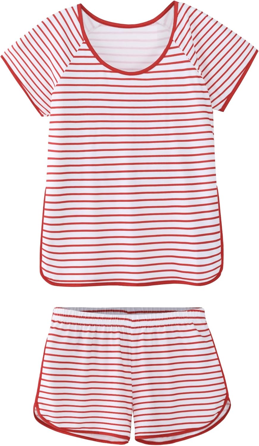 Hilinker 女士性感睡衣套裝，褶皺蕾絲吊帶背心和短褲，夏季可愛睡衣兩件套