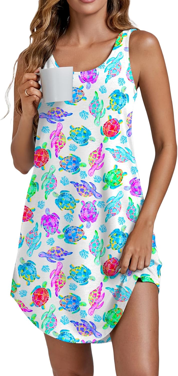 Camisón de tirantes Vrtige para mujer, sin mangas, con escote redondo y combinación completa