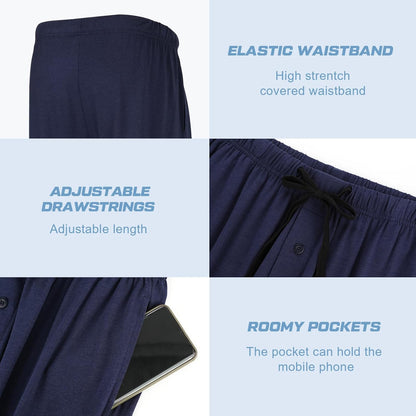 Pantalones de pijama BAMBOO COOL para hombre, suaves y cómodos, con bolsillos, paquete de 2