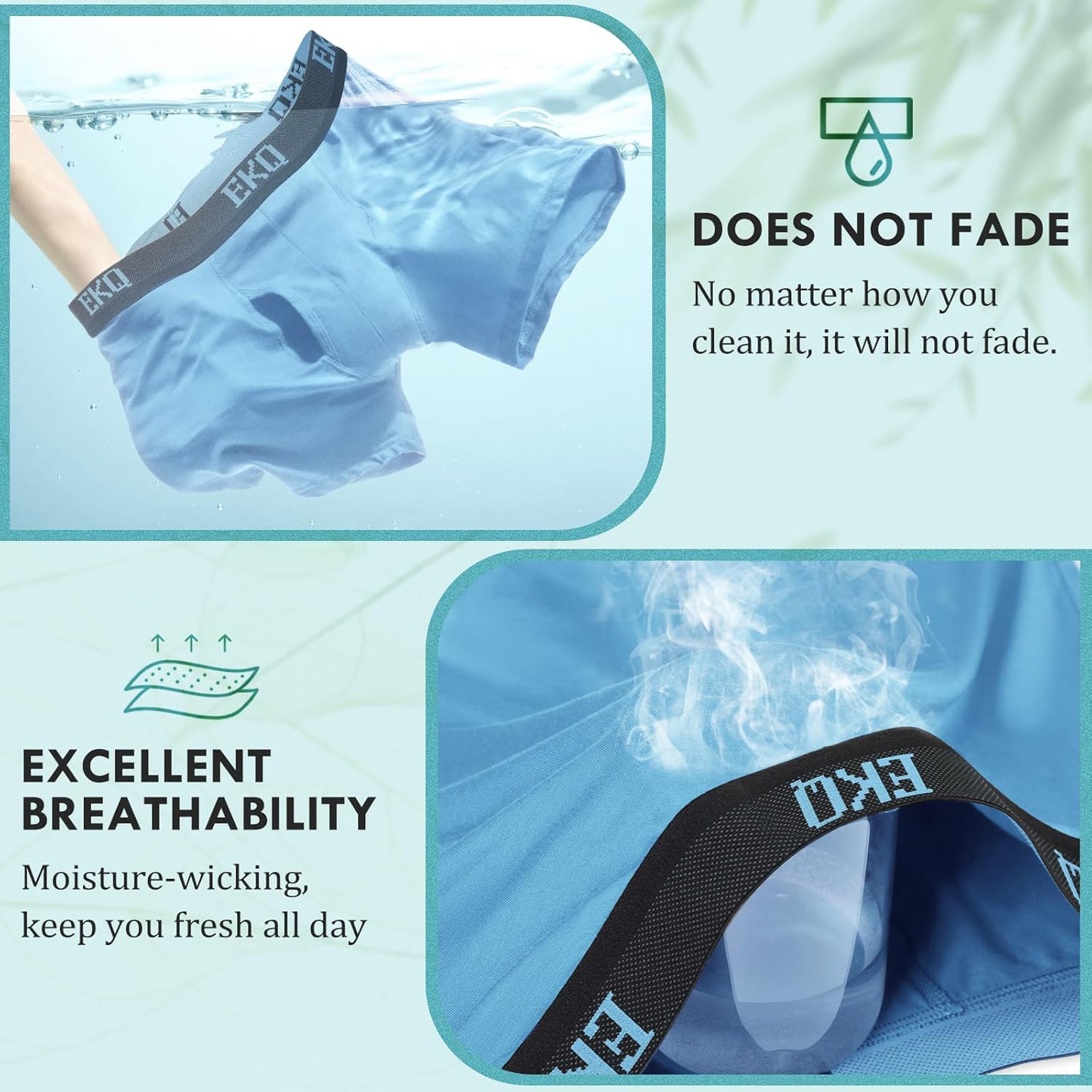 男士透氣平口內褲 7 條裝 竹纖維人造絲男士平角內褲 柔軟彈性男士內褲 前開襟