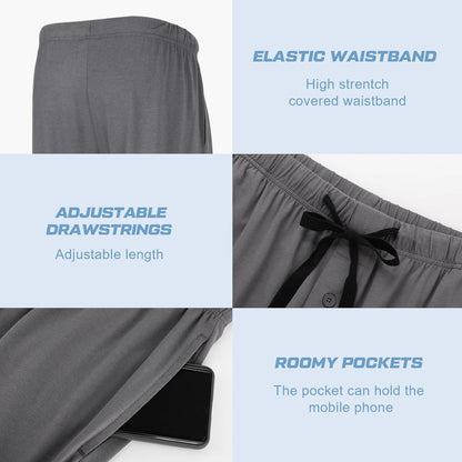 竹纖維男睡褲，居家休閒褲，柔軟舒適，附口袋，兩件裝