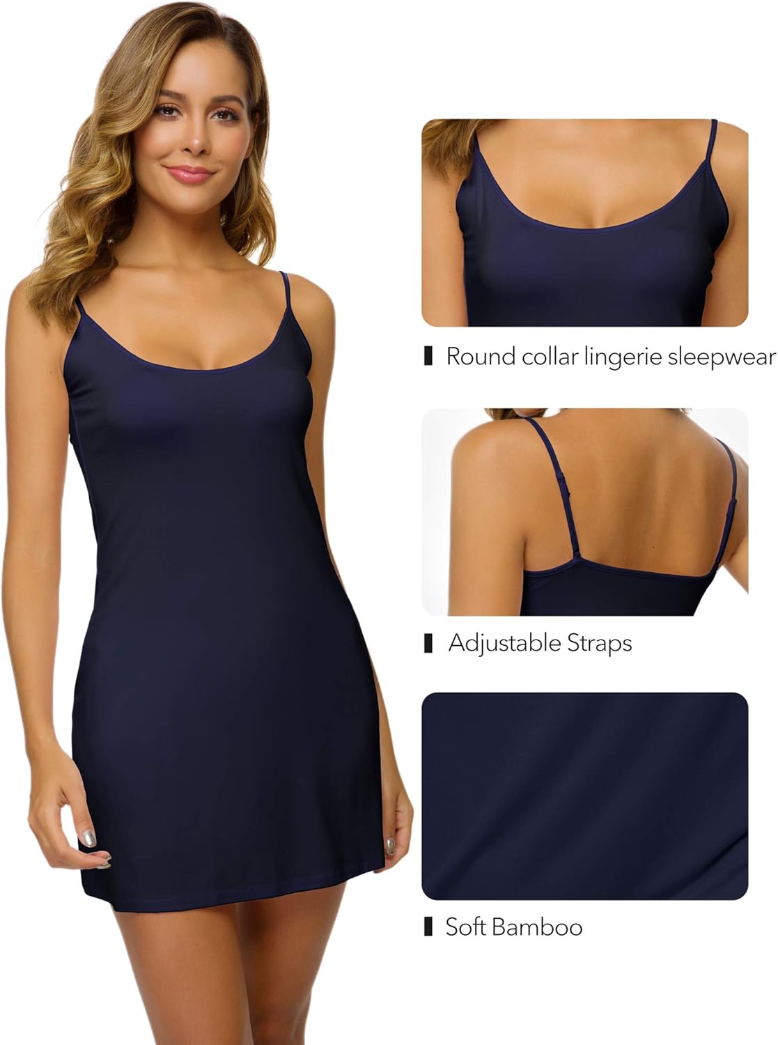 Vestido lencero WiWi para mujer, de viscosa de bambú, con tirantes finos, lencería sexy, camisón de dormir de talla grande S-4X