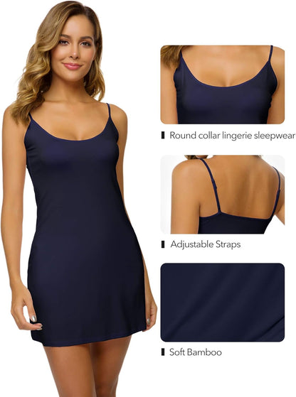 Vestido lencero WiWi para mujer, de viscosa de bambú, con tirantes finos, lencería sexy, camisón de dormir de talla grande S-4X
