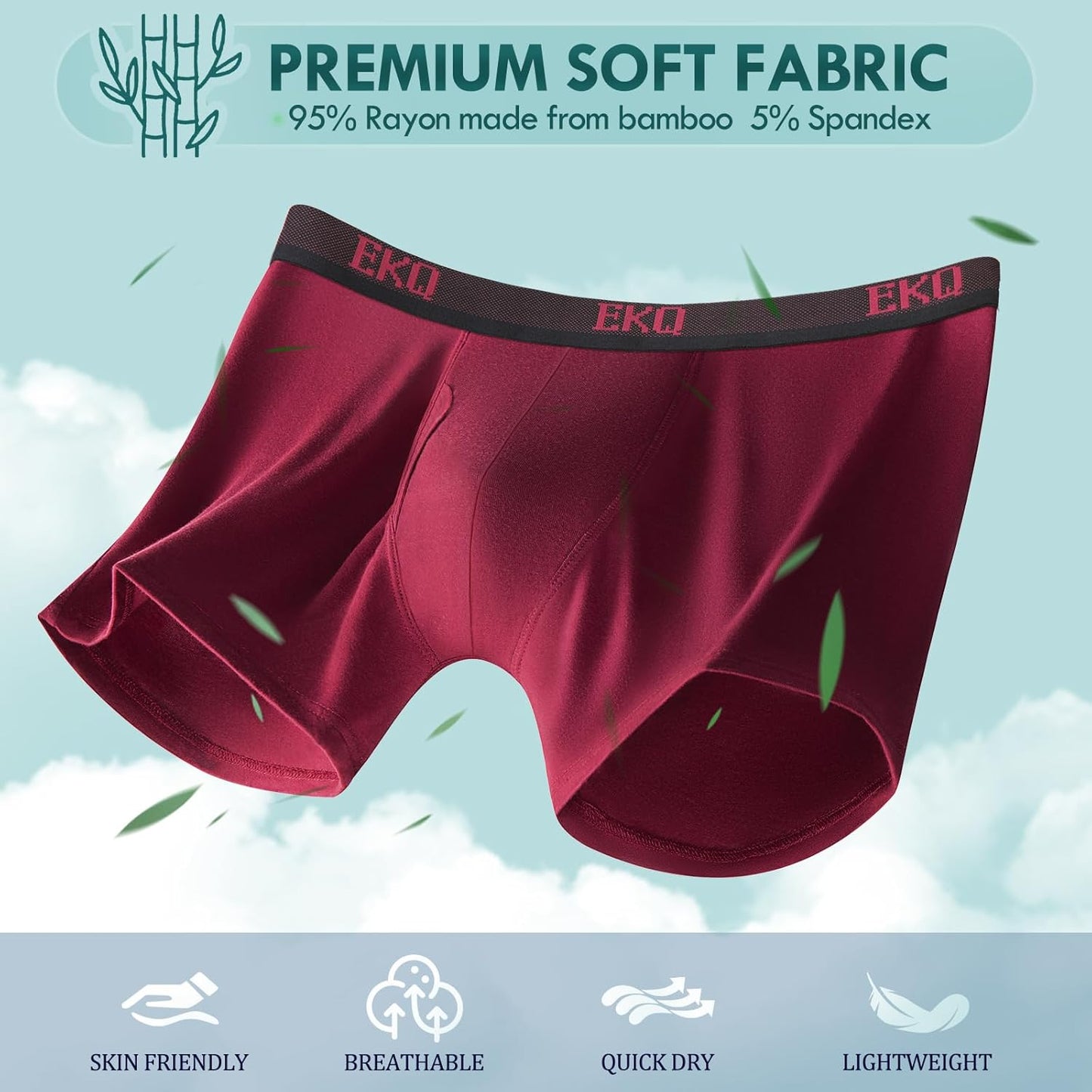 男士透氣平口內褲 7 條裝 竹纖維人造絲男士平角內褲 柔軟彈性男士內褲 前開襟