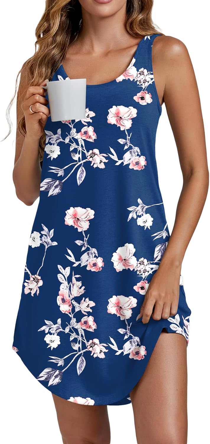 Camisón de tirantes Vrtige para mujer, sin mangas, con escote redondo y combinación completa