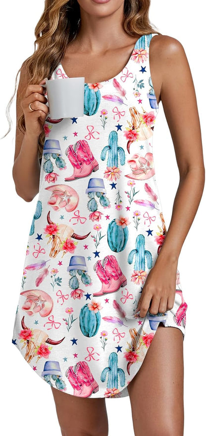 Camisón de tirantes Vrtige para mujer, sin mangas, con escote redondo y combinación completa