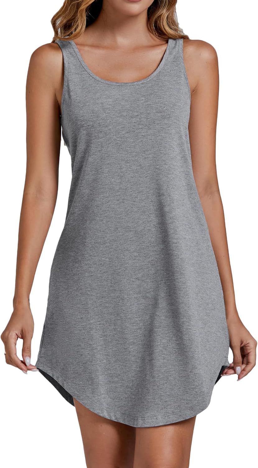 Camisón de tirantes Vrtige para mujer, sin mangas, con escote redondo y combinación completa