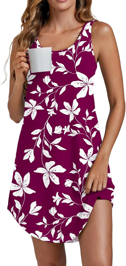 Camisón de tirantes Vrtige para mujer, sin mangas, con escote redondo y combinación completa