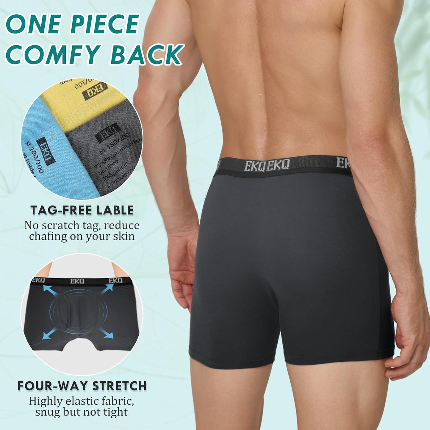 男士透氣平口內褲 7 條裝 竹纖維人造絲男士平角內褲 柔軟彈性男士內褲 前開襟