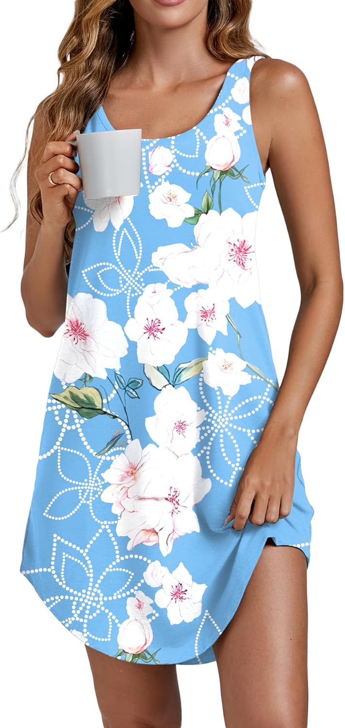 Camisón de tirantes Vrtige para mujer, sin mangas, con escote redondo y combinación completa