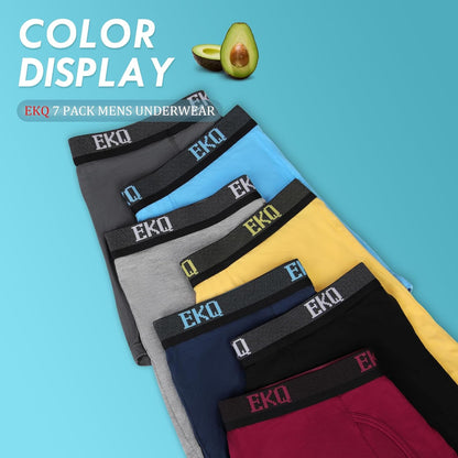 男士透氣平口內褲 7 條裝 竹纖維人造絲男士平角內褲 柔軟彈性男士內褲 前開襟