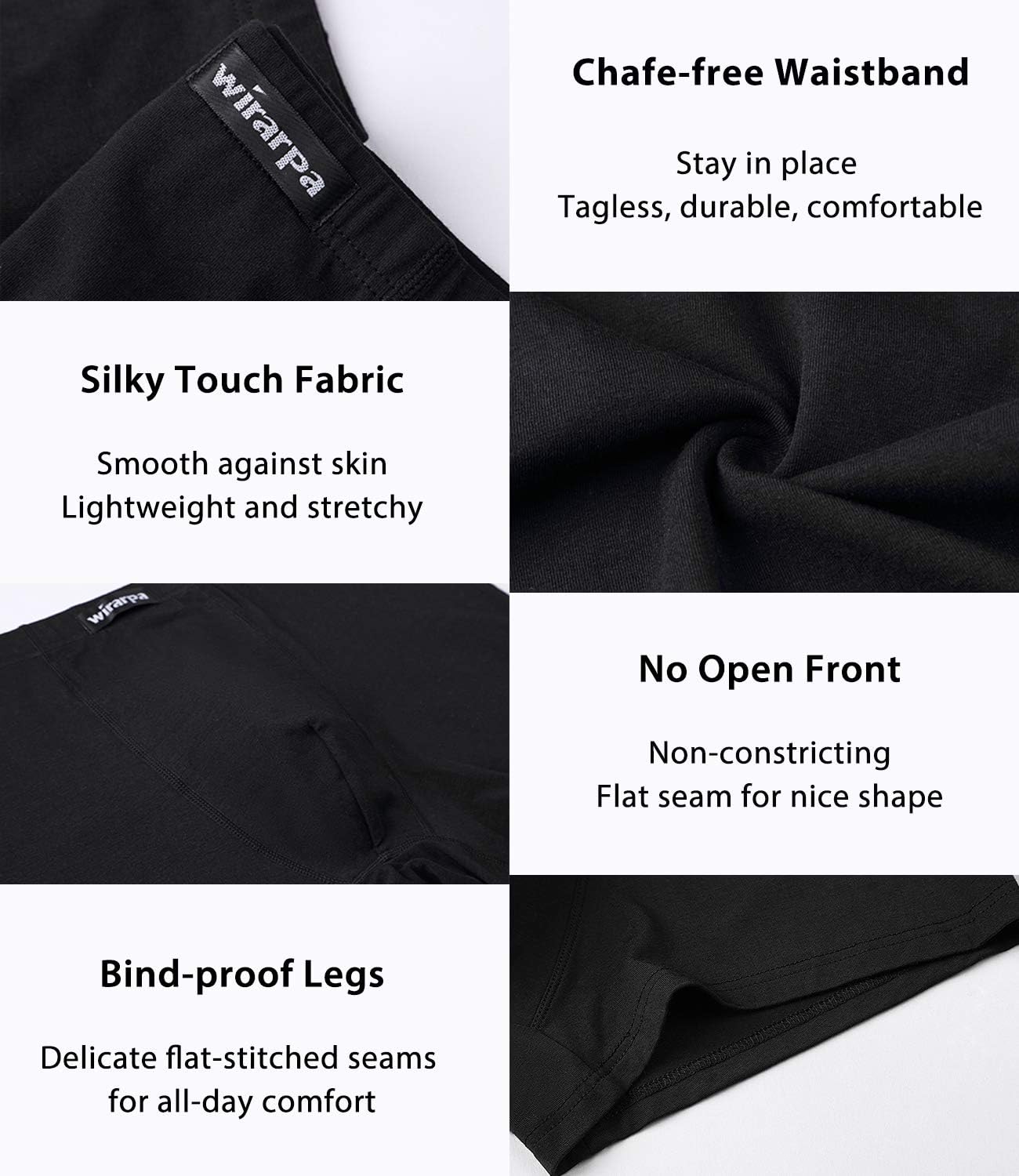 wirarpa 男士透氣莫代爾超細纖維平角內褲，包邊設計，多條裝