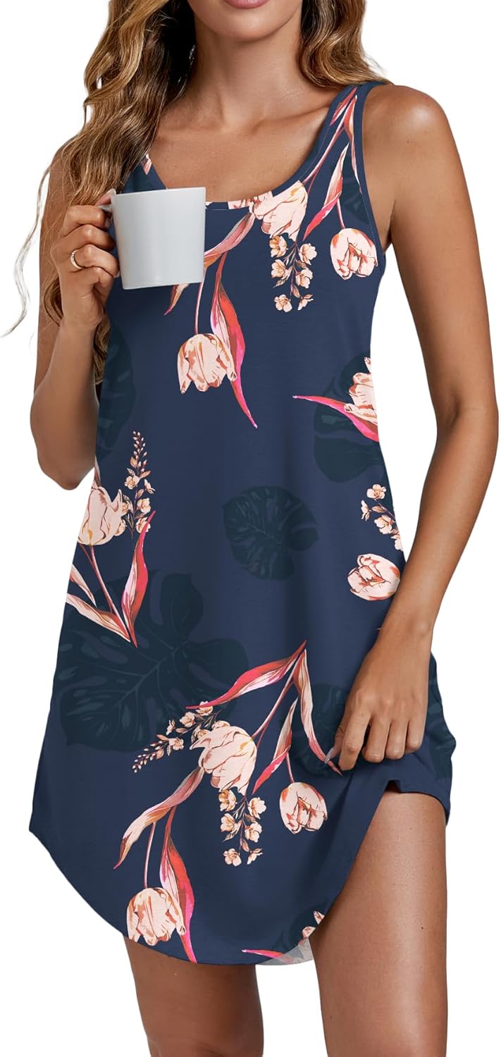 Camisón de tirantes Vrtige para mujer, sin mangas, con escote redondo y combinación completa