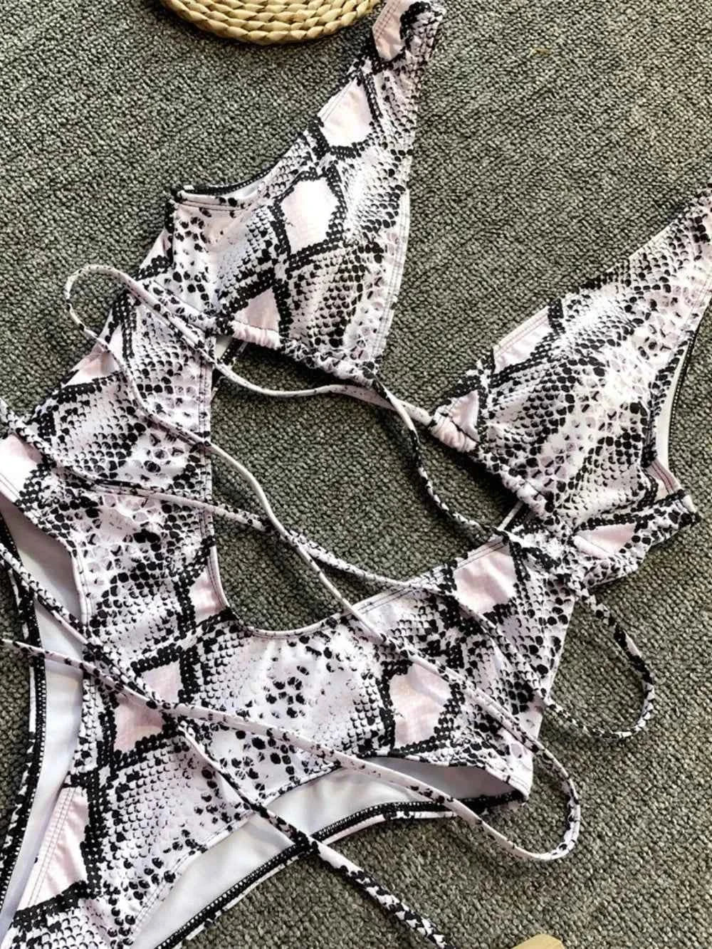 Lace-Up Backless : One-Piece Swimwear