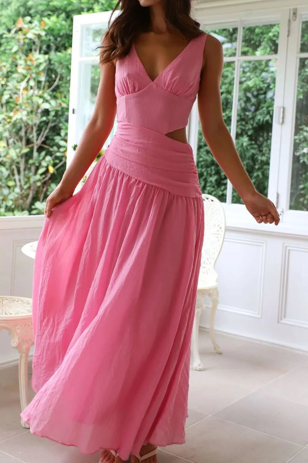 日落低語鏤空長裙