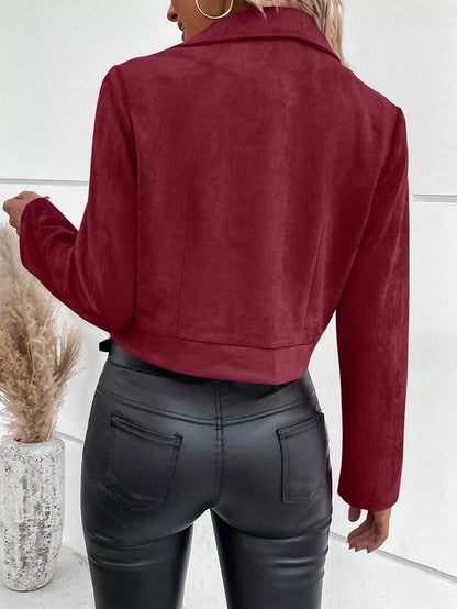 Chaqueta de motociclista de ante con detalle de cremallera