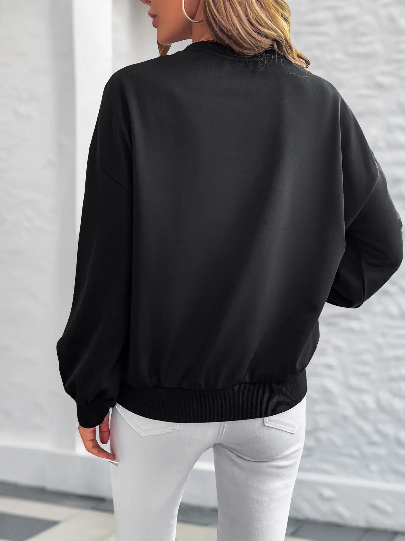 Heart Print Long Sleeve Sweatshirt