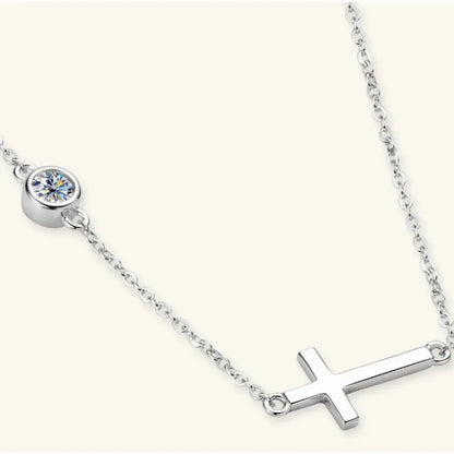 Cross 925 Sterling Silver Moissanite Necklace