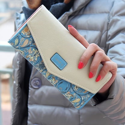 Cartera elegante con diseño floral y tarjetero con bolsillo para teléfono