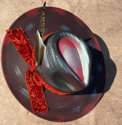 Custom handcrafted Red Velvet Fedora Hat