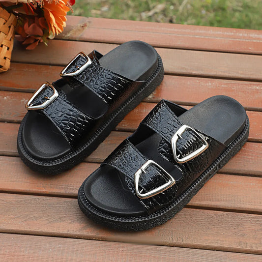 Double Buckle Platform women Sandals