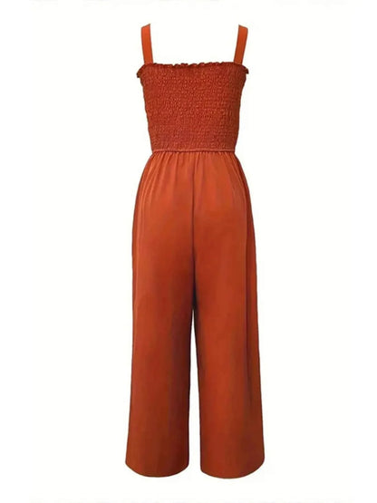 Stylish Smocked Wide : Leg Jumpsuit
