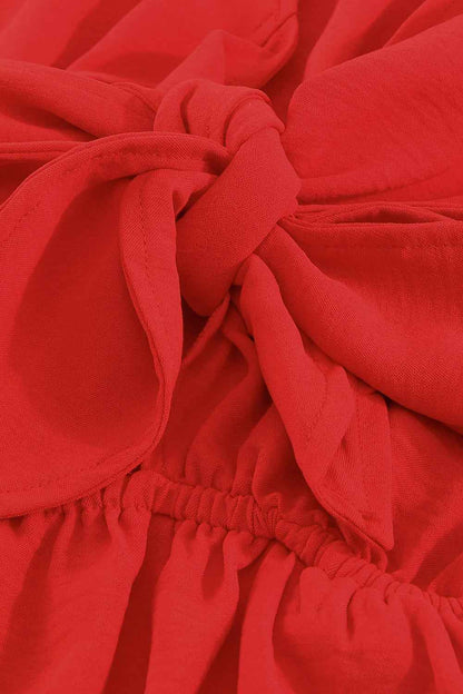 Tied Flounce Sleeve Plunge Romper