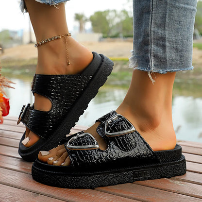 Double Buckle Platform women Sandals
