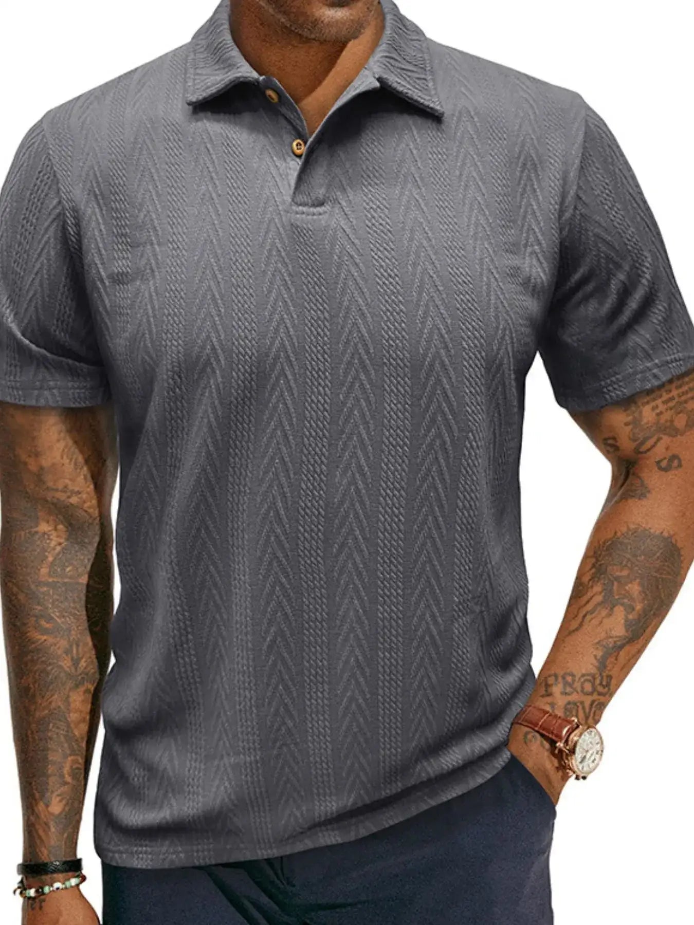 Men's Classic Chevron Textured Polo Shirt