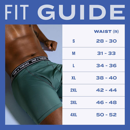 Thieves 男士長款平角內褲（多條裝）－柔軟透氣速乾，四向彈性－多條裝