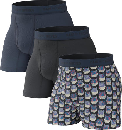 Calzoncillos bóxer Thieves Super Fit para hombre: suaves, transpirables, de secado rápido y elásticos en 4 direcciones (paquete de 2 y 3)