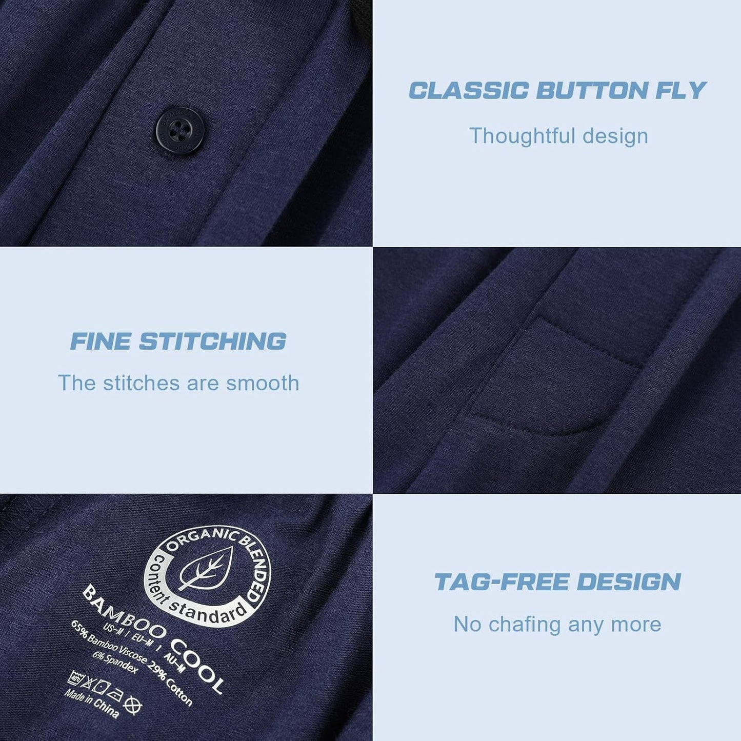 Pantalones de pijama BAMBOO COOL para hombre, suaves y cómodos, con bolsillos, paquete de 2