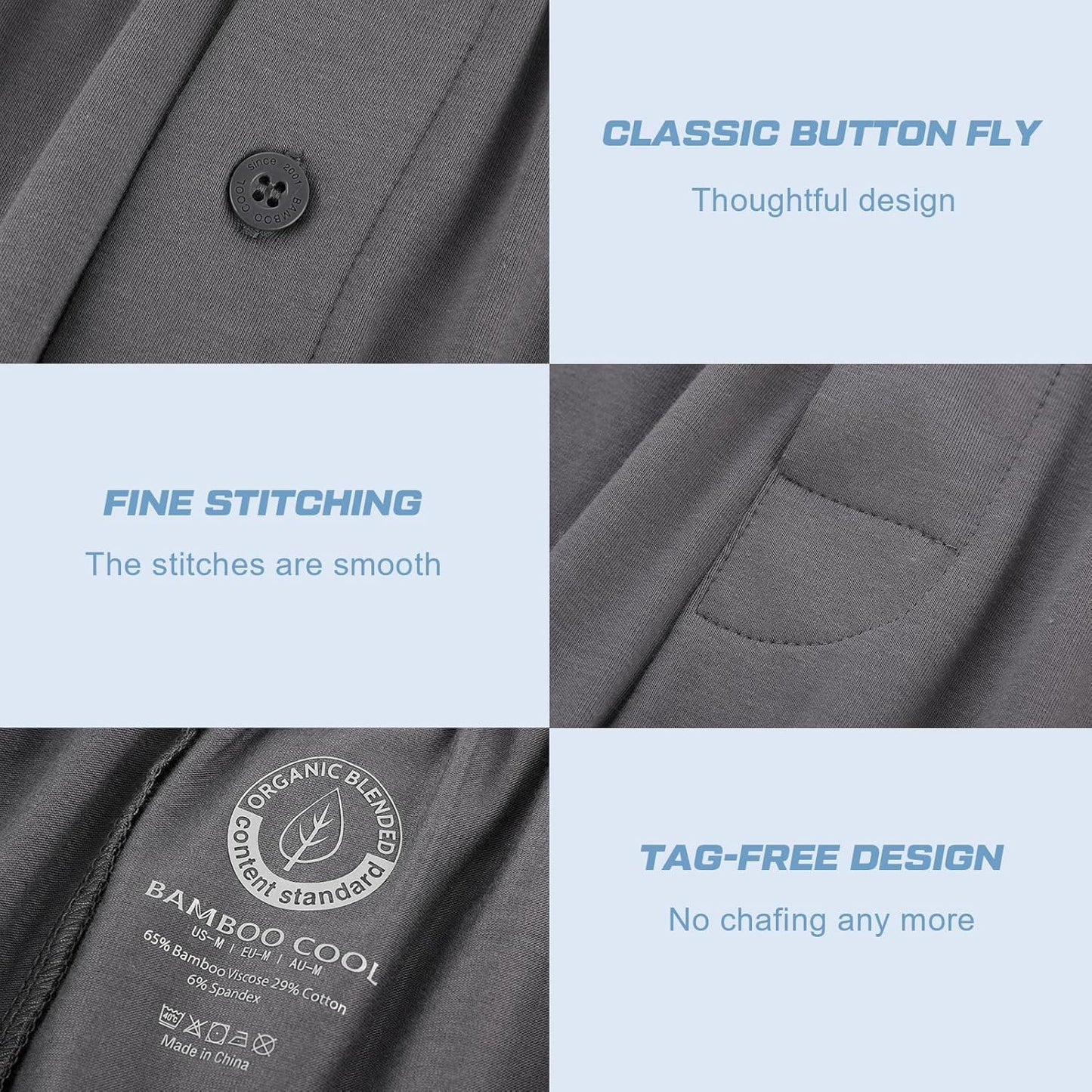 竹纖維男睡褲，居家休閒褲，柔軟舒適，附口袋，兩件裝