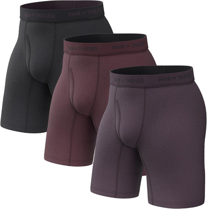 Thieves 男士長款平角內褲（多條裝）－柔軟透氣速乾，四向彈性－多條裝