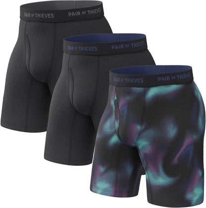 Thieves 男士長款平角內褲（多條裝）－柔軟透氣速乾，四向彈性－多條裝
