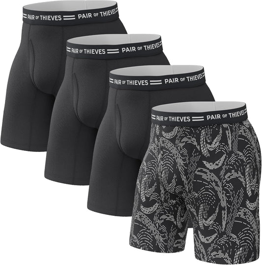 Thieves 男士長款平角內褲（多條裝）－柔軟透氣速乾，四向彈性－多條裝