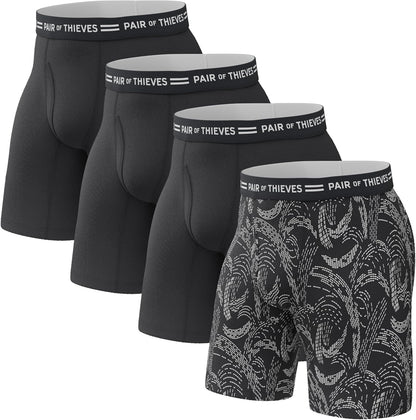 Thieves 男士長款平角內褲（多條裝）－柔軟透氣速乾，四向彈性－多條裝
