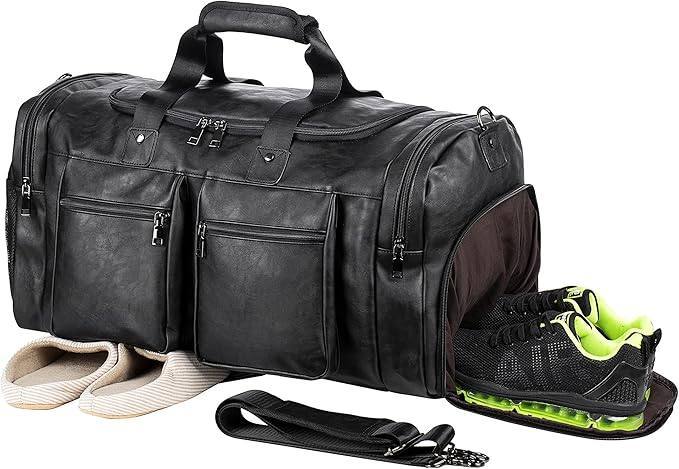 Bolso de mano grande de cuero impermeable - Vintage Duffel de 52 l 