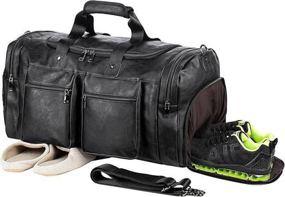 Bolso de mano grande de cuero impermeable - Vintage Duffel de 52 l 