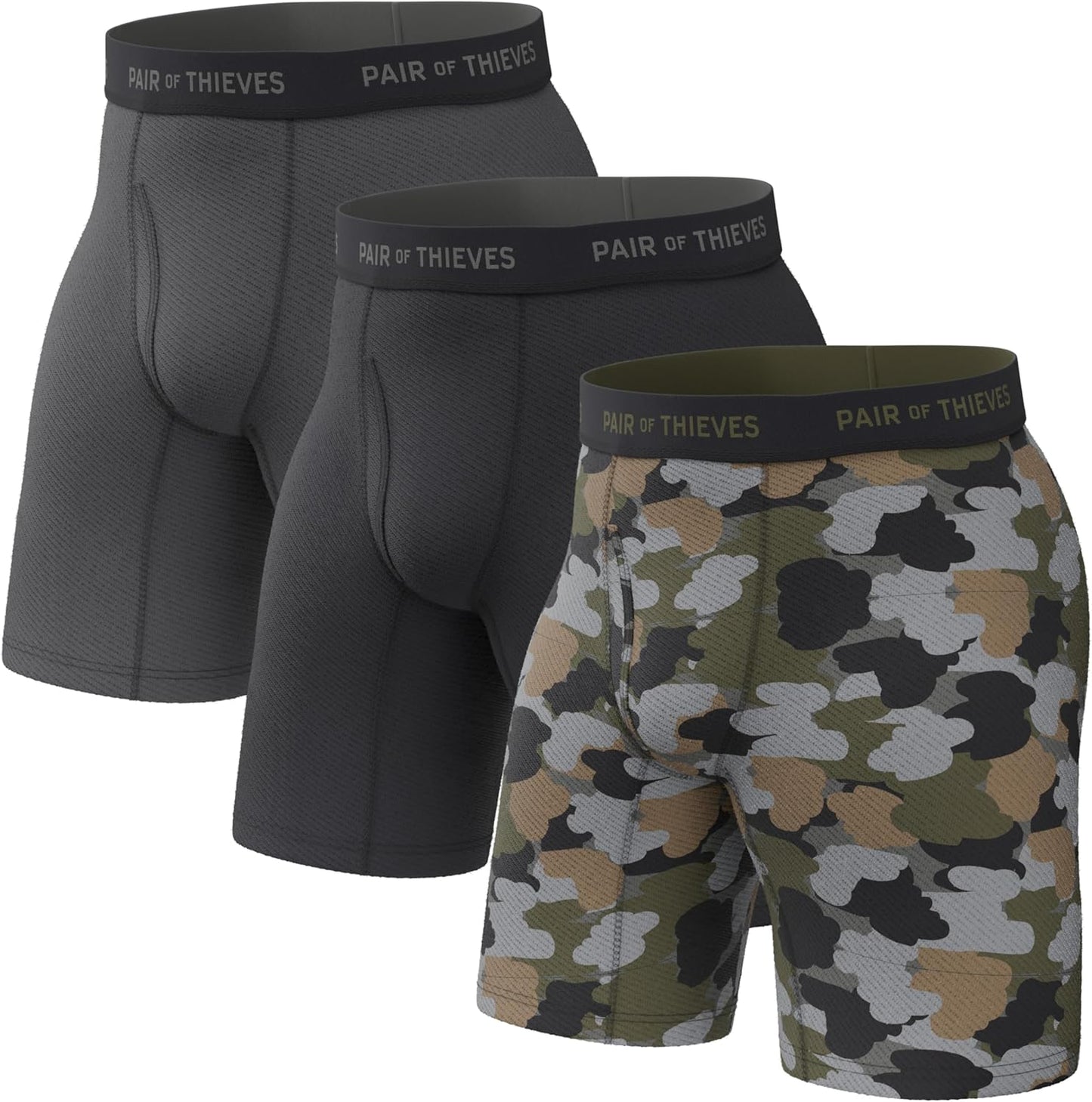 Thieves 男士長款平角內褲（多條裝）－柔軟透氣速乾，四向彈性－多條裝