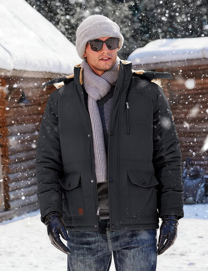 Chaqueta de invierno para hombre con capucha, impermeable, resistente al viento, gruesa, parka, abrigo de invierno