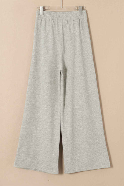 Gray Tied Elastic High Waist Pleated Detail Solid Sweatpants