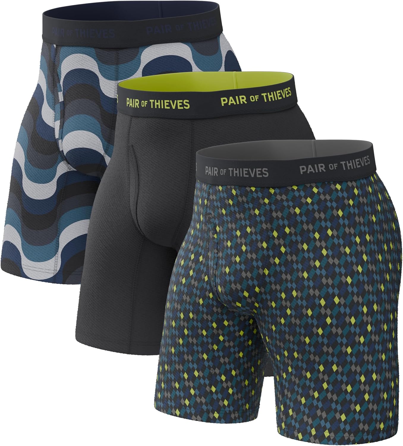 Thieves 男士長款平角內褲（多條裝）－柔軟透氣速乾，四向彈性－多條裝