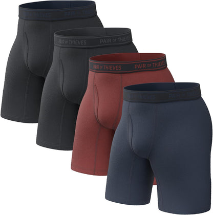 Thieves 男士長款平角內褲（多條裝）－柔軟透氣速乾，四向彈性－多條裝