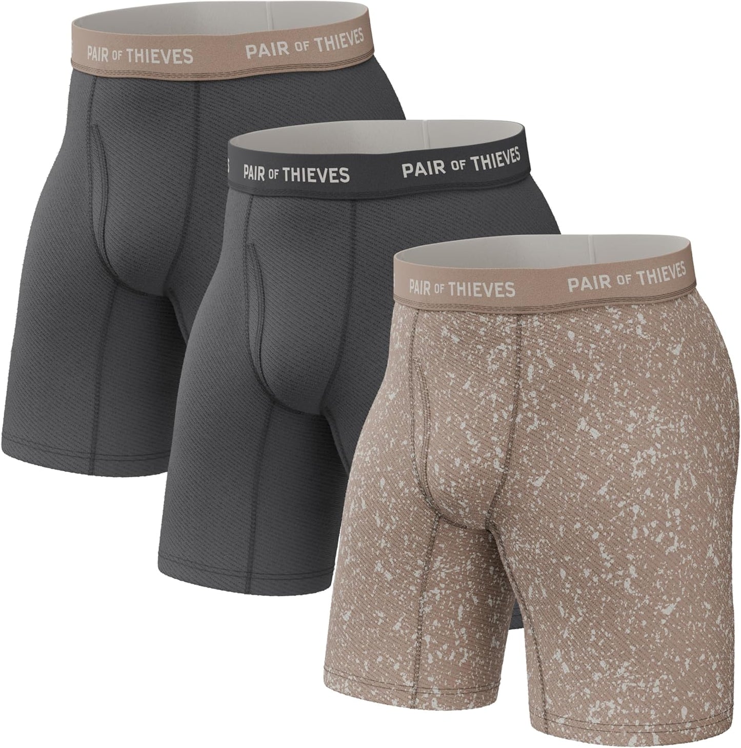 Thieves 男士長款平角內褲（多條裝）－柔軟透氣速乾，四向彈性－多條裝