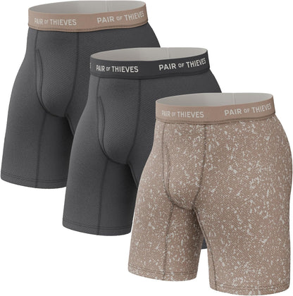 Thieves 男士長款平角內褲（多條裝）－柔軟透氣速乾，四向彈性－多條裝