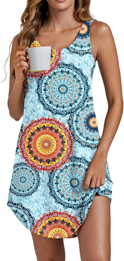 Camisón de tirantes Vrtige para mujer, sin mangas, con escote redondo y combinación completa