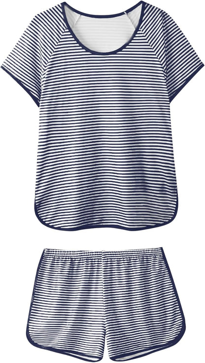 Hilinker 女士性感睡衣套裝，褶皺蕾絲吊帶背心和短褲，夏季可愛睡衣兩件套